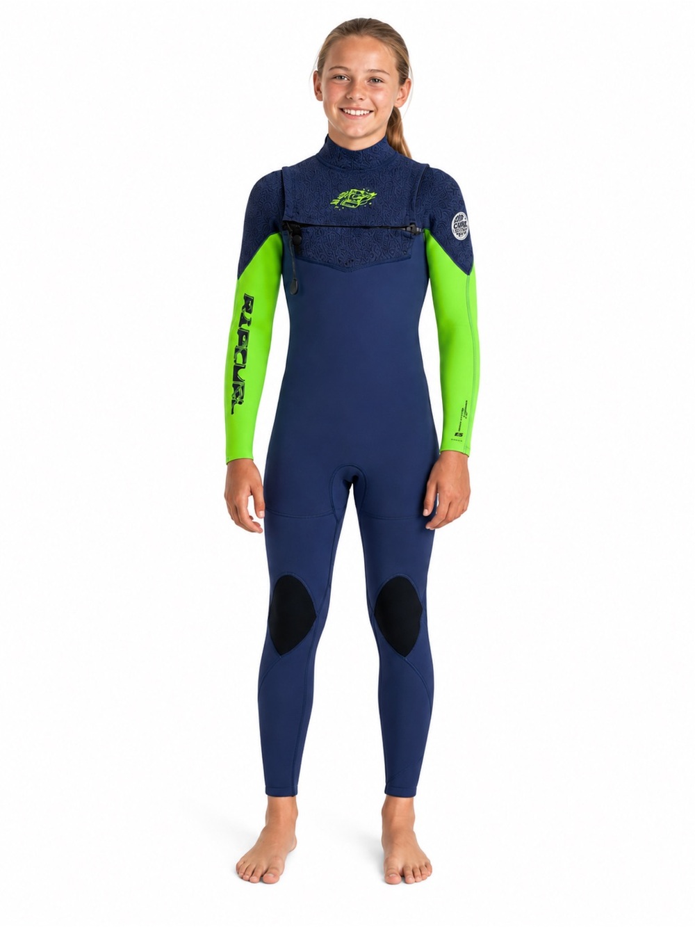 Rip Curl Dawn Patrol Youth 16 4/3 Chest Zip Wetsuit Blue Green NWT - Picture 2 of 12